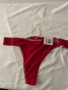 State of Day Red Lace-Trim Thong Panty - Women Intimates